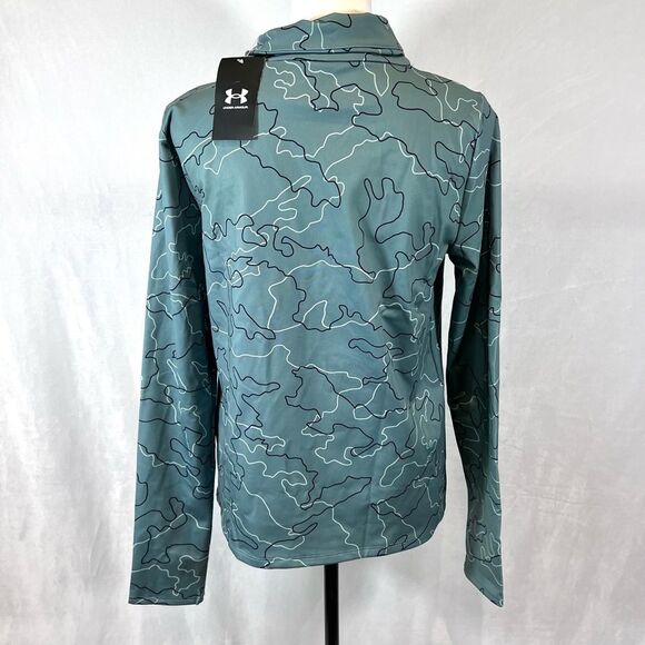 Under Armour sage green abstract print long sleeve mock neck top size small NWT - Picture 3 of 6